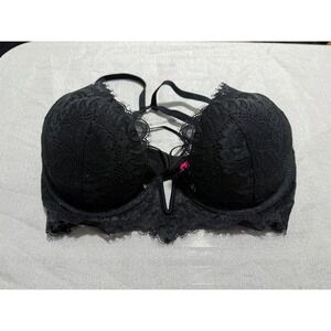 La Senza Black Lace Balconette Bra Adjustable Straps‎ Sexy Lingerie 32D